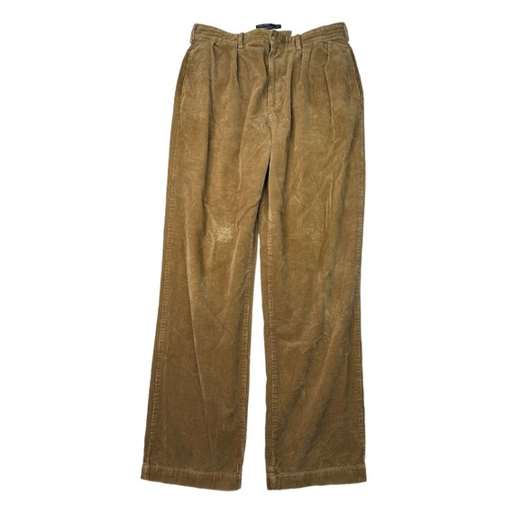 Polo Ralph Lauren Other - Polo Ralph Lauren VTG 90s Andrew Pant Pleat Front Corduroy Pants Tan Khaki 34x34